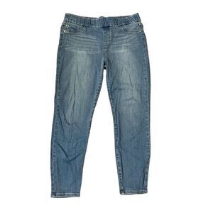 Liverpool Pull On Skinny Jeans Medium Wash Elastic Waist Size 14